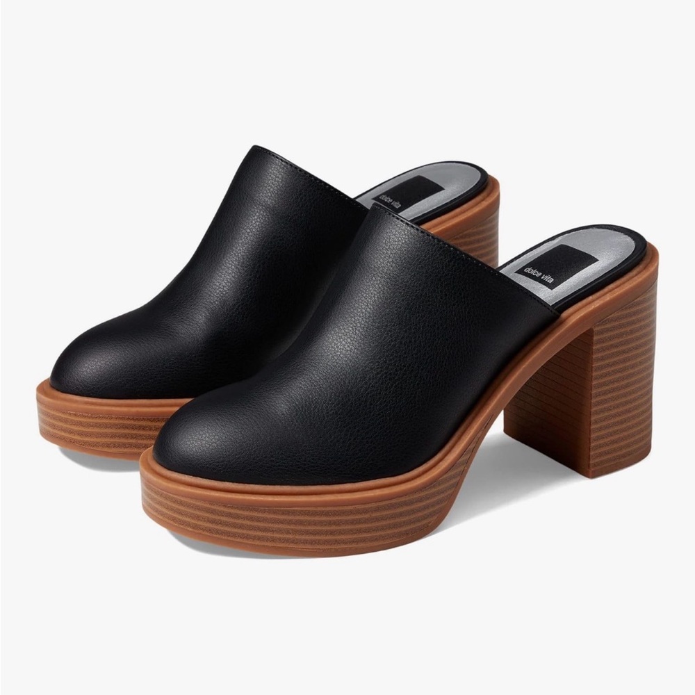 Dolce Vita Crista Black Leather Mules